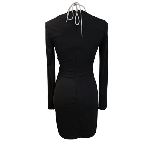 Bershka NWT cut out long sleeve mini dress with embellished halter strap sz M. - Picture 3 of 8